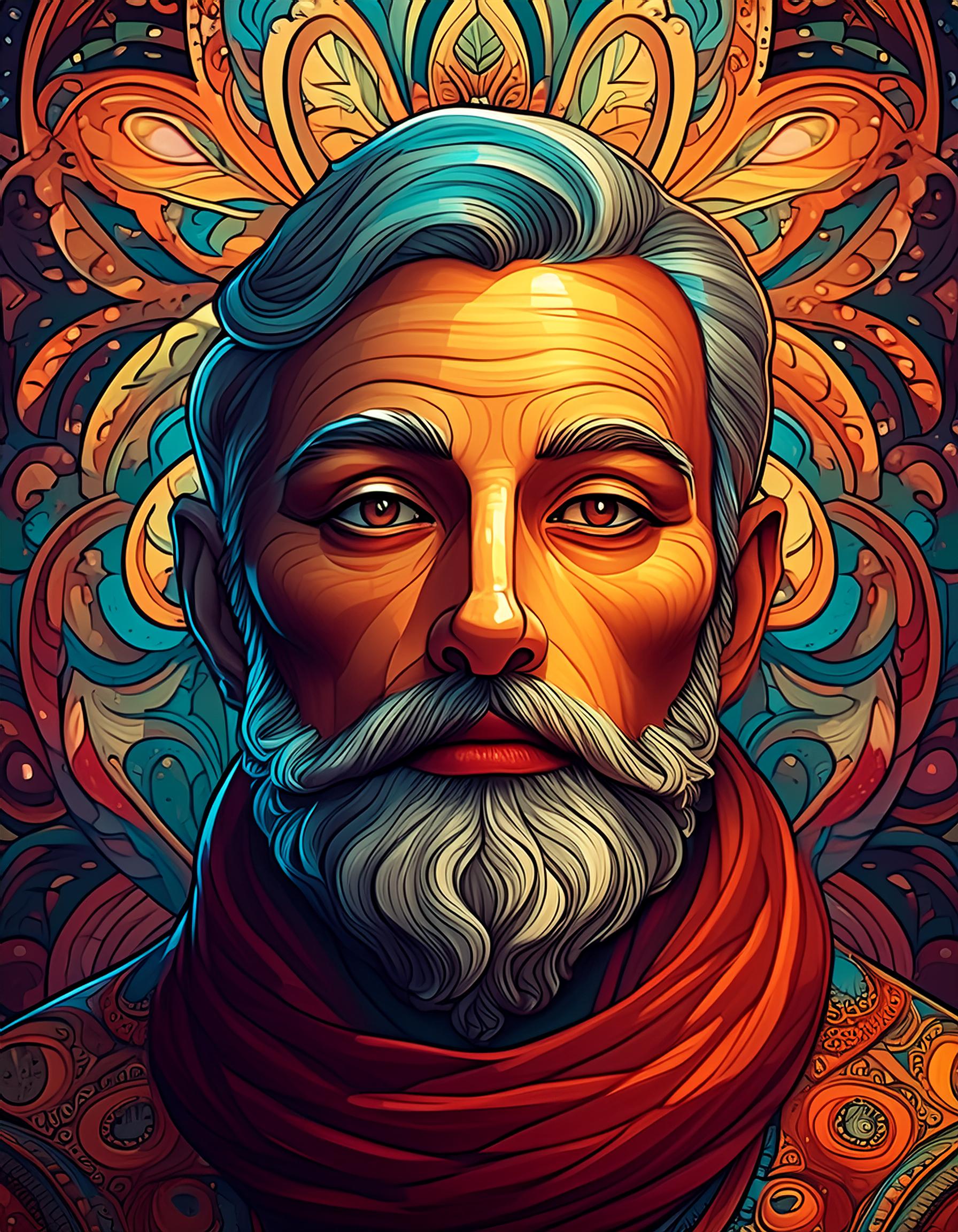 Firefly portrait with paisley pattern background 93186